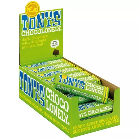 Tony's Chocolonely Pure Chocolade Amandel Zeezout (35x 47gr) - Afbeelding 2