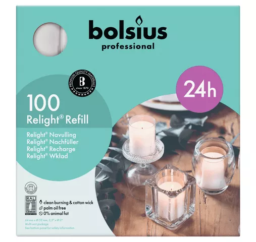 Bolsius relight navulling transparant (100 stuks) - Afbeelding 2
