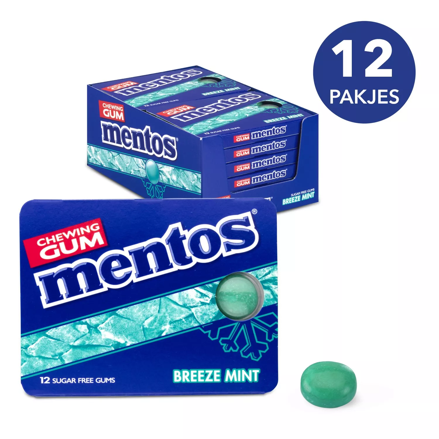 Mentos Gum Breeze Mint Blister (12 stuks)