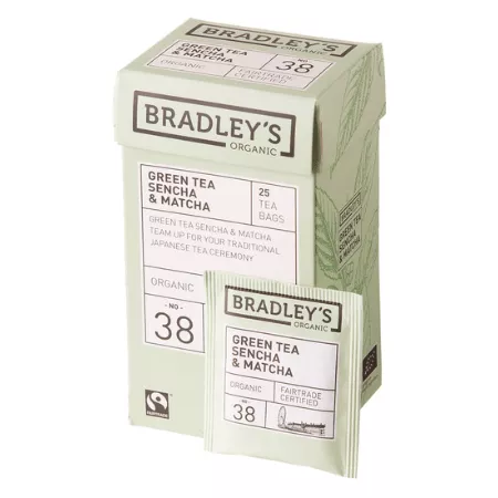 Bradley’s organic green sencha & match 1,5gr (4x 25 stuks)