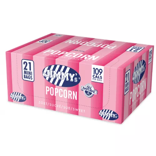 Jimmy's Popcorn Zoet Mini Bag (21x 27gr) - Afbeelding 2