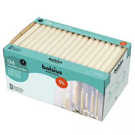 Bolsius Professional Torpedokaarsen Ivoor 240/22 mm 9h (136 stuks)