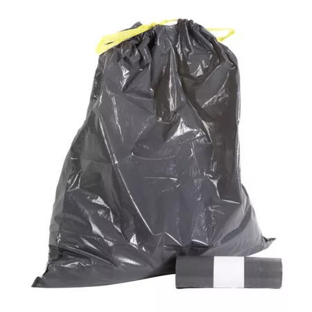Afvalzak LDPE 50 my trekband grijs 65x80cm (20 stuks)