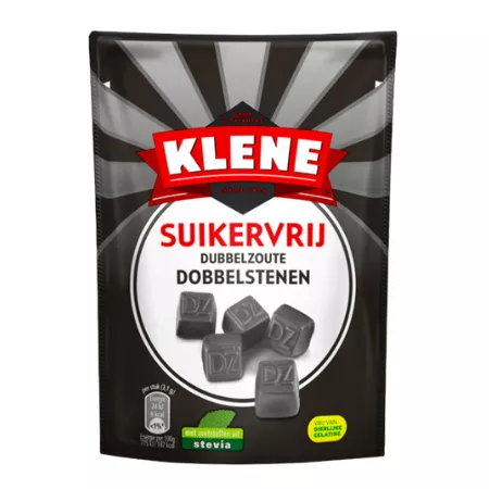 Klene suikervrij dubbelzoute dobbelstenen zakje (12x 110gr) (1)