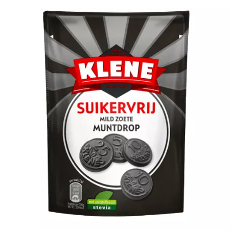 Klene Suikervrij Mild Zoete Muntdrop Zakje (12x 100gr)