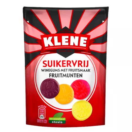 Klene suikervrij winegums met fruitsmaak fruitmunten zakje (12x 110gr)