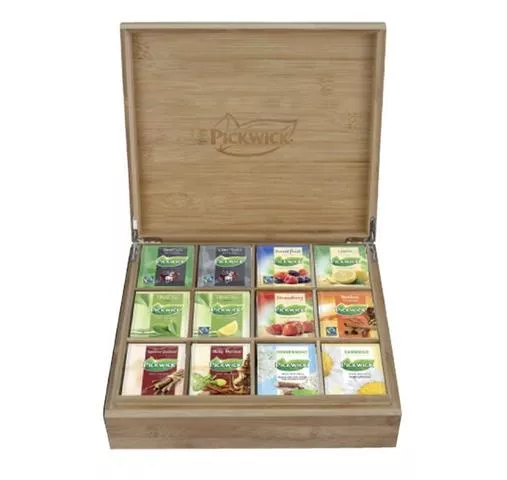 Pickwick Professional Theekist bamboe (12-vaks) (1) Pickwick Theedoos Vooraanzicht