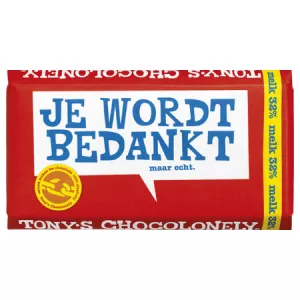 tony's chocolonely reep bedankt