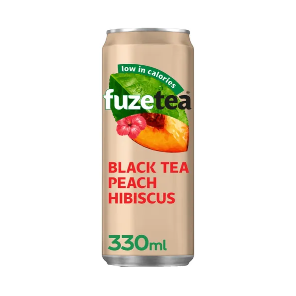 Fuze tea black peach hibiscus blik sleek (24x 33cl)