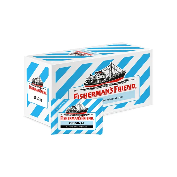 Fisherman's Friend Extra Strong Suikervrij Blauw (24x 25gr)