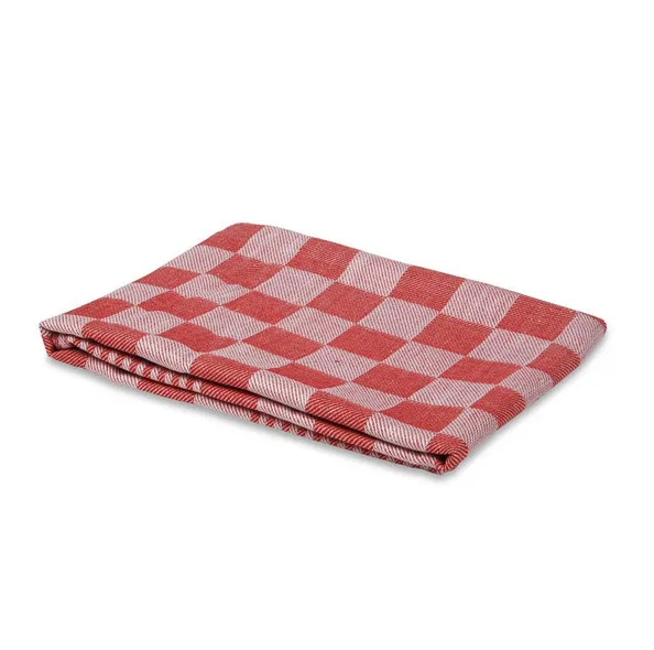 Theedoek geblokt rood 70x70 cm (6 stuks)