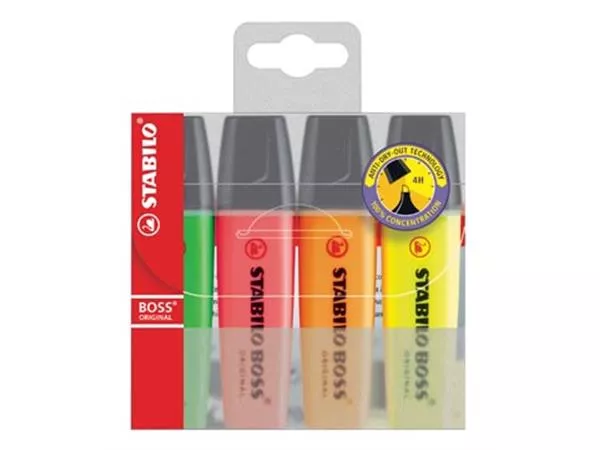 STABILO BOSS ORIGINAL markeerstift, etui van 4 stuks