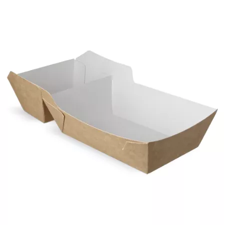 Frietbakje A22 kraft/wit BIO (A9+saus)(400 stuks)