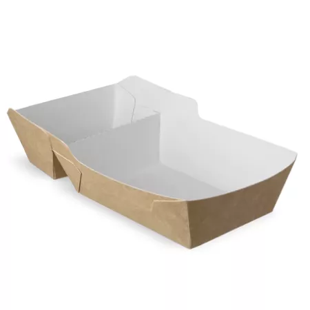 Frietbakje A23 kraft/wit BIO (A7+saus)(400 stuks)