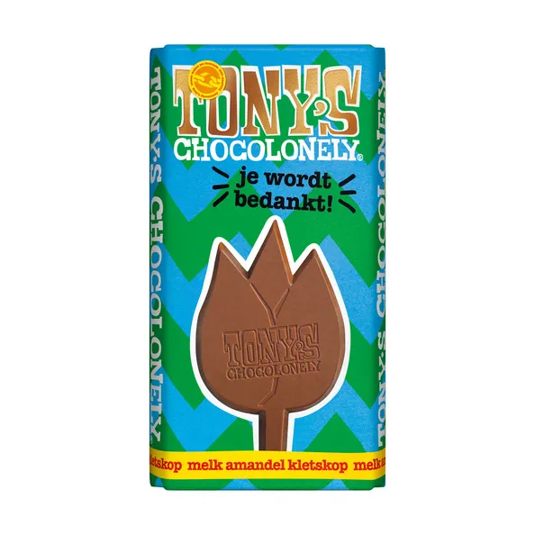 Tony's Chocolonely Reep Bedankt Melk Amandel Kletskop (15x 180 gr)