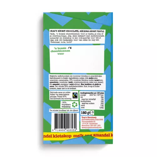Tony's Chocolonely Reep Bedankt Melk Amandel Kletskop (15x 180 gr) - Afbeelding 2