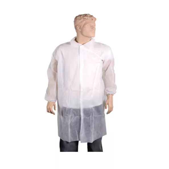 Non Woven Bezoekersjas Met Drukknopen XL wit (50 stuks)