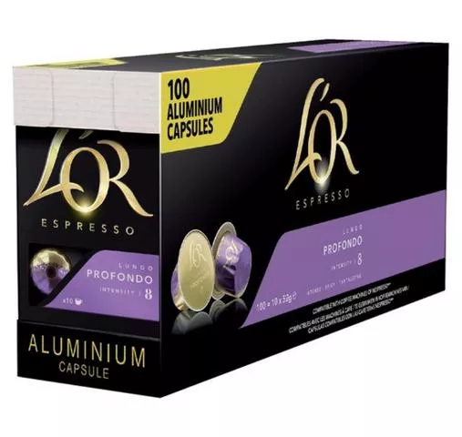 L’or Espresso Lungo Profondo Cups (100 stuks) (1) lungo profondo verpakking