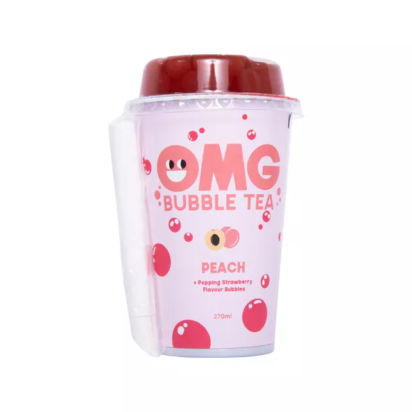 OMG bubble tea peach black tea + strawberry bubbles (10x270ml)